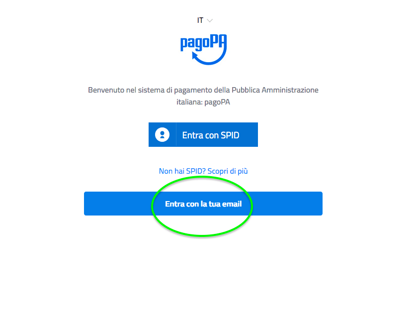 L’accesso a pagoPA con SPID oppure con il proprio indirizzo e-mail